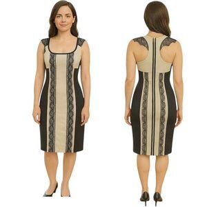 NEW Jay Godfrey Silk Black & Off‑White Lace Trim Dress | Racerback Zip |  Size 2